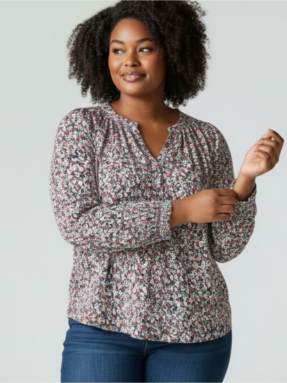 Sonoma 1x long sleeve floral blouse